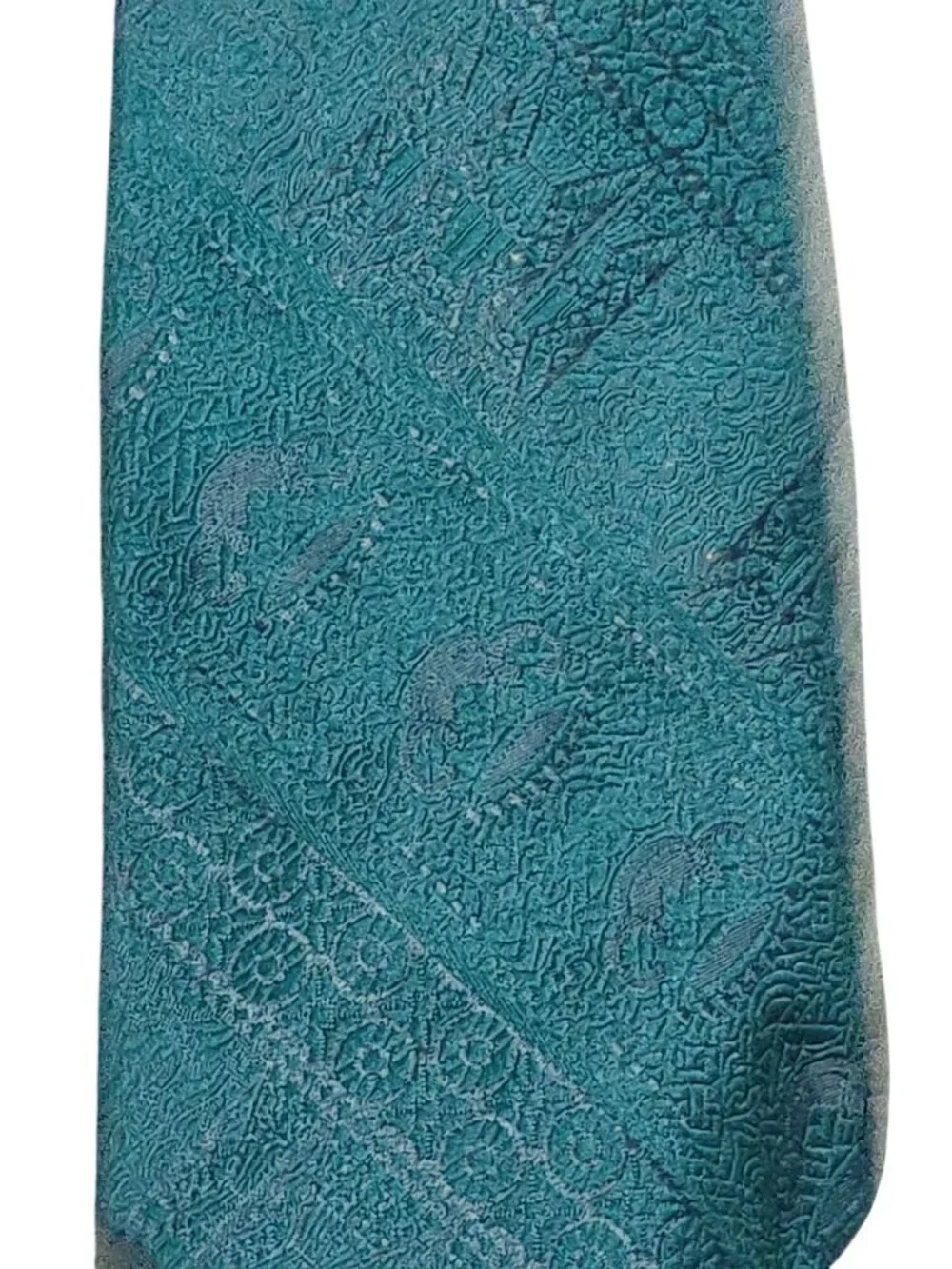 Blocks by Damon Necktie Deep Green Black Ornamental Woven Vintage Union Made USA